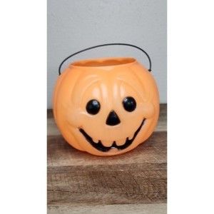 Vintage Halloween Jack o’-Lantern Pumpkin Bucket Blow Mold General Foam Plastics